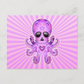 Cute Sugar Skull Zombie Octopus - Paars Briefkaart (Voorkant)
