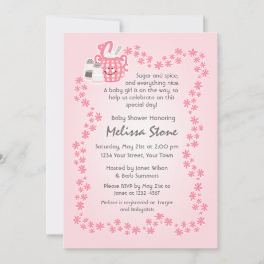 Cute Sugar & Spice Baby shower Invitation Kaart (Voorkant)