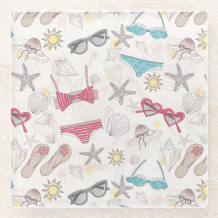 Cute Summer Abstract Pattern Glazen Onderzetter