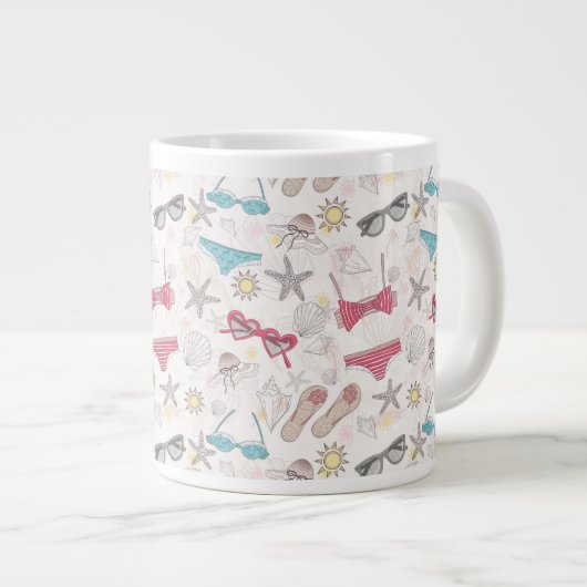 Cute Summer Abstract Pattern Grote Koffiekop (Voorkant rechts)