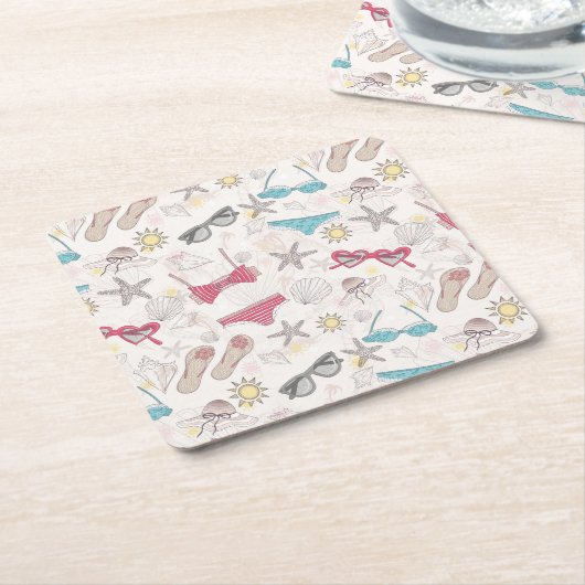 Cute Summer Abstract Pattern Kartonnen Onderzetters (Schuin)