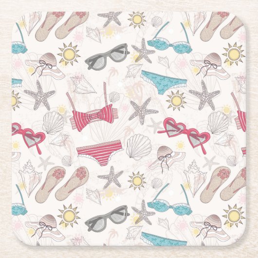 Cute Summer Abstract Pattern Kartonnen Onderzetters (Voorkant)