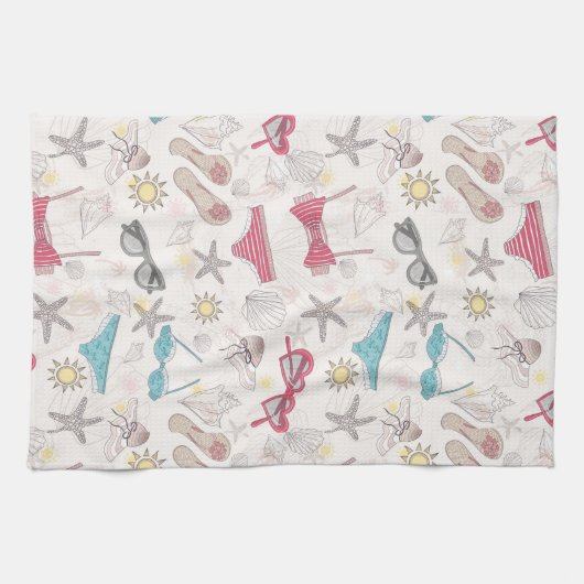 Cute Summer Abstract Pattern Theedoek (Horizontaal)