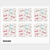 Cute Summer Abstract Pattern Vierkante Sticker (Vel)