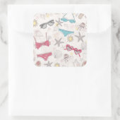 Cute Summer Abstract Pattern Vierkante Sticker (Tas)