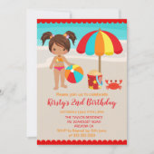 Cute Summer Beach Girl Birthday Party Kaart (Voorkant)