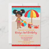 Cute Summer Beach Girl Birthday Party Kaart (Voorkant)