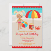 Cute Summer Beach Girl Birthday Party Kaart (Voorkant)