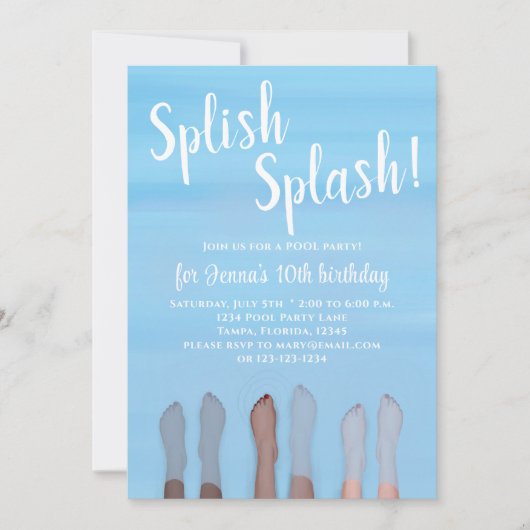 Cute Summer Beach Lake Ocean Girly Party Kaart (Voorkant)