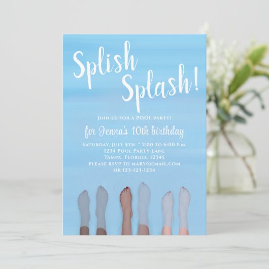 Cute Summer Beach Lake Ocean Girly Party Kaart (Staand voorkant)