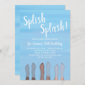 Cute Summer Beach Lake Ocean Girly Party Kaart (Voorkant / Achterkant)