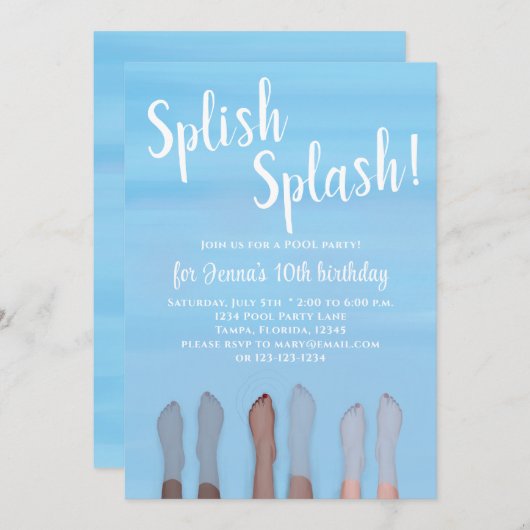 Cute Summer Beach Lake Ocean Girly Party Kaart (Voorkant / Achterkant)