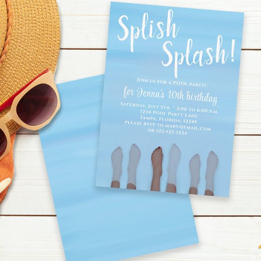 Cute Summer Beach Lake Ocean Girly Party Kaart