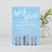 Cute Summer Beach Lake Ocean Girly Party Kaart (Staand voorkant)