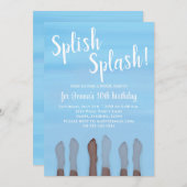 Cute Summer Beach Lake Ocean Girly Party Kaart (Voorkant / Achterkant)