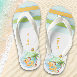 Cute Summer Beach Name Boy Kinder Teenslippers