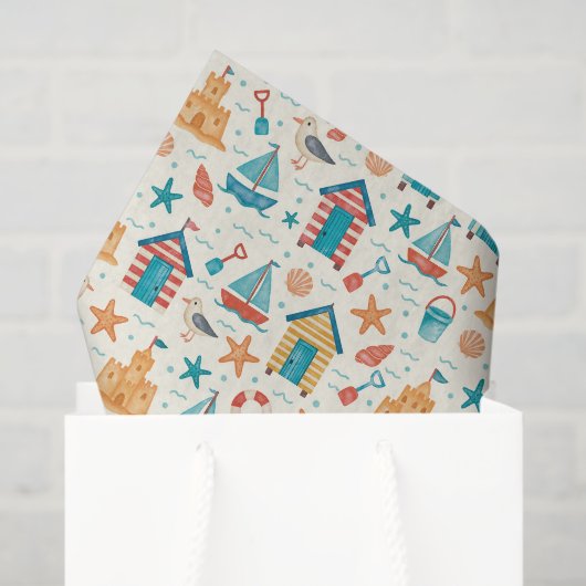 Cute Summer Beach Ocean Pattern Tissue Paper Tissuepapier (Cadeauzakje)