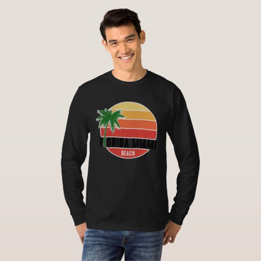Cute Summer Beach Vacation Tees  Florida Miami Bea (Voorkant volledig)