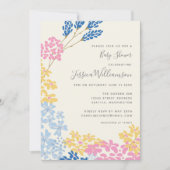 Cute Summer Blue en Yellow Flowers Baby shower Kaart (Voorkant)