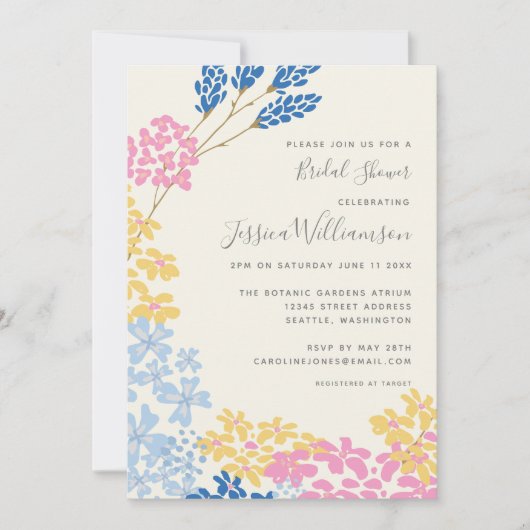 Cute Summer Blue en Yellow Flowers Vrijgezellenfee Kaart (Voorkant)