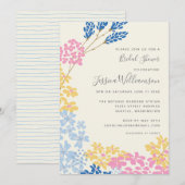 Cute Summer Blue en Yellow Flowers Vrijgezellenfee Kaart (Voorkant / Achterkant)