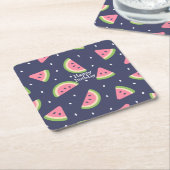 Cute Summer Blue Green Waterverf Watermeloen Fruit Kartonnen Onderzetters (Schuin)