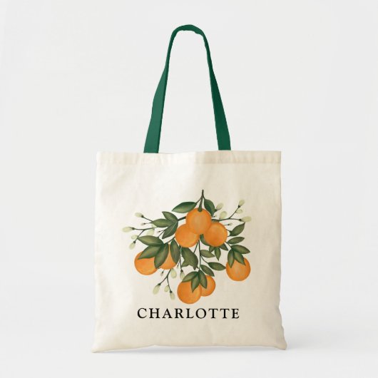 Cute Summer Botanical Citrus Sinaasappels Weddensc Tote Bag (Voorkant)