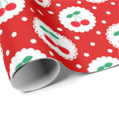 Cute Summer Cherries op Bright Red Cadeaupapier (Rol Hoek)
