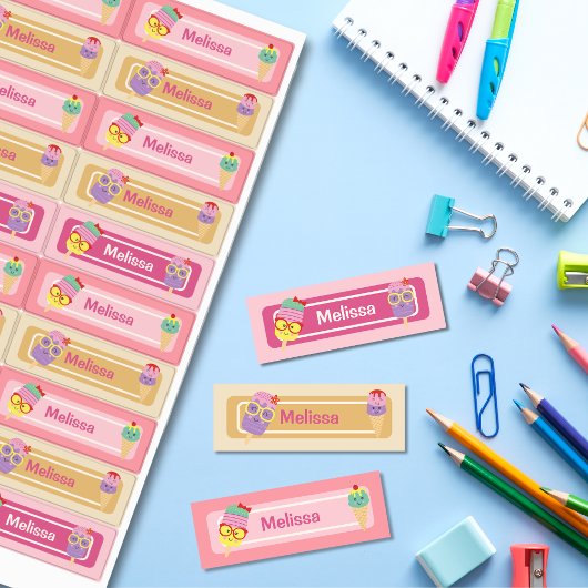 Cute Summer Cool Ice Cream Name Labels