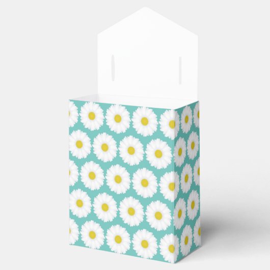 Cute Summer Daisies Pattern on Blue Bedankdoosjes (Geopend)