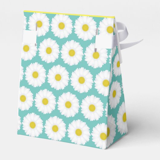Cute Summer Daisies Pattern on Blue Bedankdoosjes (Achterkant)