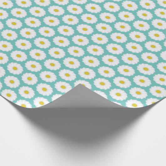 Cute Summer Daisies Pattern on Blue Cadeaupapier (Hoek)