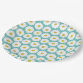 Cute Summer Daisies Pattern on Blue Papieren Bordje (Gekanteld)