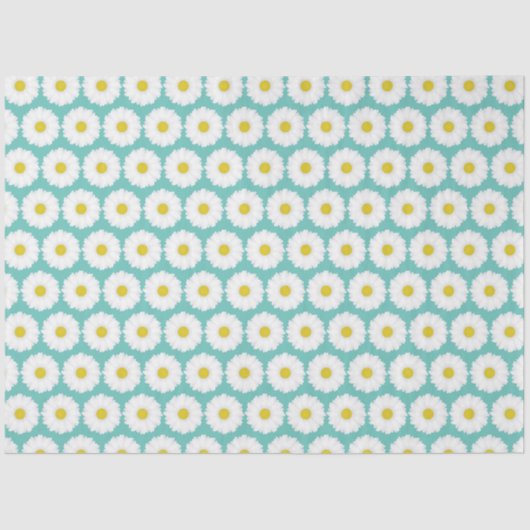 Cute Summer Daisies Pattern on Blue Tissuepapier (Voorkant)