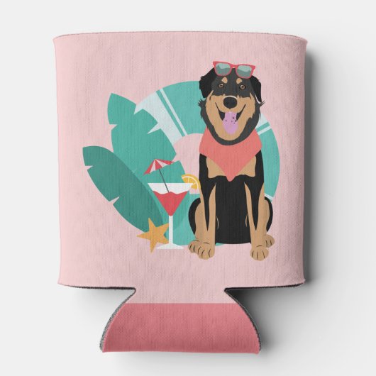 Cute Summer Dog met zonnebril Blikjeskoeler (Achterkant)