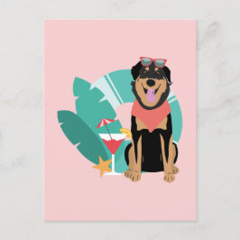 Cute Summer Dog met zonnebril Briefkaart