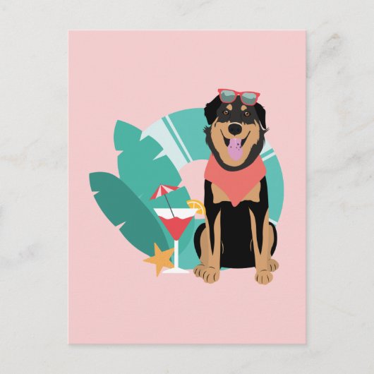Cute Summer Dog met zonnebril Briefkaart (Voorkant)