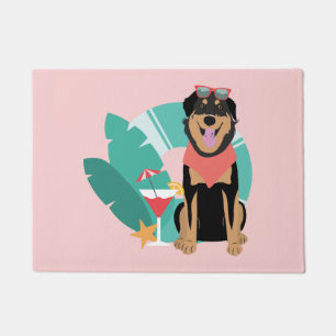 Cute Summer Dog met zonnebril Deurmat