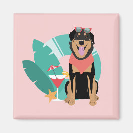 Cute Summer Dog met zonnebril Magneet
