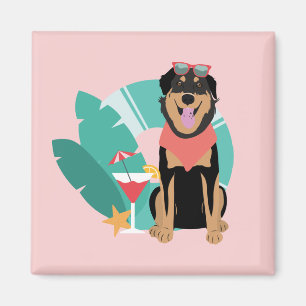 Cute Summer Dog met zonnebril Magneet