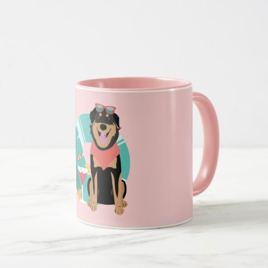 Cute Summer Dog met zonnebril Mok (Voorkant rechts)