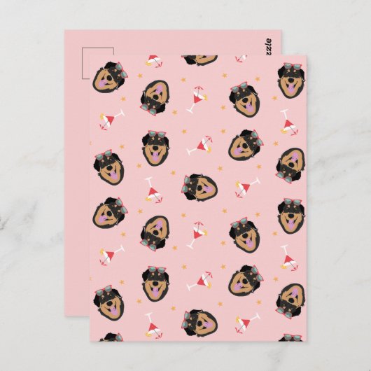 Cute Summer Dog met zonnebril Pattern Briefkaart (Voorkant / Achterkant)