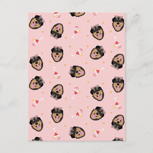 Cute Summer Dog met zonnebril Pattern Briefkaart (Voorkant)