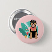 Cute Summer Dog met zonnebril Ronde Button 5,7 Cm (Voorkant /achterkant)