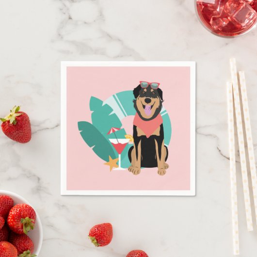 Cute Summer Dog met zonnebril Servet (Insitu)