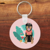 Cute Summer Dog met zonnebril Sleutelhanger (Voorkant)