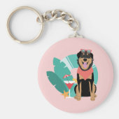Cute Summer Dog met zonnebril Sleutelhanger (Voorkant)