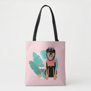 Cute Summer Dog met zonnebril Tote Bag