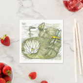 Cute Summer Dragonfly en Lilly Pad Servetten (Insitu)