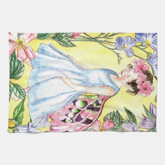 Cute Summer Fairy Kitchen Towel Theedoek (Horizontaal)